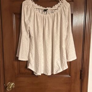 Melissa Paige Cream Smocked Ruffle Blouse